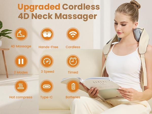 Upgraded cordless4D Neck Massager