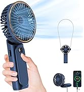 TUNISE Portable Handheld Fan, 4000mAh, 180 Adjustable, 6 Speed Wind, USB Rechargeable Foldable Fa...
