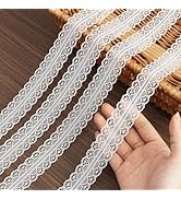 LYXMYGS Lace Trim Ribbon, 50-Yard White Lace Ribbon, 1.18Inch Width White Laces Trims Delicate Fl...