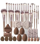 HGHDBT 44Pcs Brown Makeup Brushes Set Professional Makeup Kit Multi-functional Makeup Tool Set wi...