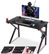 SUPER DEAL Gaming Desk 45" W x 23" D x 30" H Home Office Computer Desk w/Power Outlet, Free Red a...