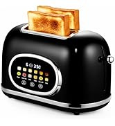 2 Slice Toaster Retro Stainless Steel Smart with Bagel, Cancel, and Defrost Functions, Smart Touc...