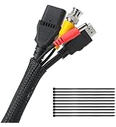 Yecaye 30ft - 1/2 inch Cord Protector Cable Sleeve, Split Braided Wire Loom Tubing for TV Compute...