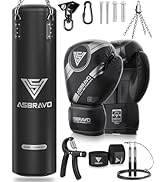 ASBRAVO Punching Bag for Adults, 4ft PU Heavy Boxing Bag Set 12OZ Gloves for MMA Muay Thai Kickbo...