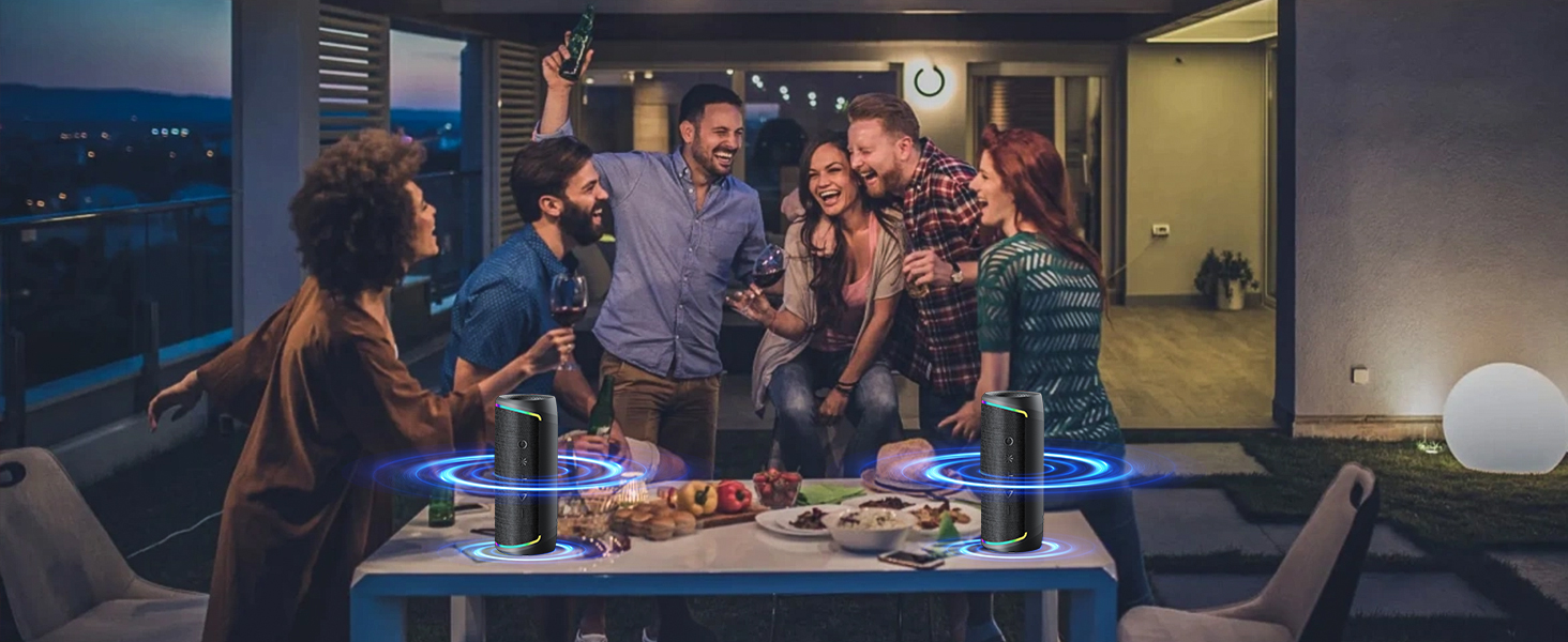 Bluetooth Speaker with HD Sound, Portable Wireless, IPX5 Waterproof, BT5.3, for Home/Party/Outdoor