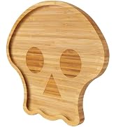 TJ POP Halloween Skull Serving Platter - 10” x 9” Skull Shaped Bamboo Serving Tray, Cute Wooden C...