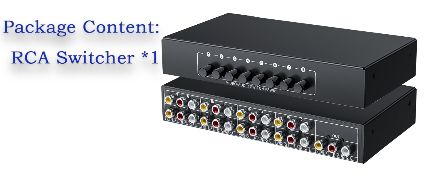 8 in 1 Out R/L RCA Stereo Audio Video Switch Manual Switching audio visual rca composite switcher