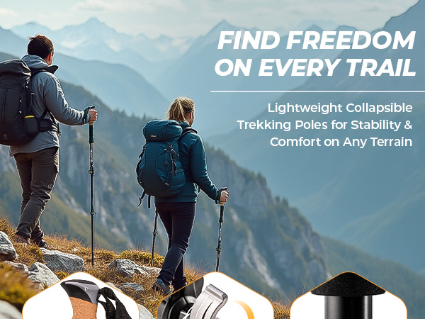 Foxelli trekking poles hiking sticks for collapsible lightweight pole walking women men