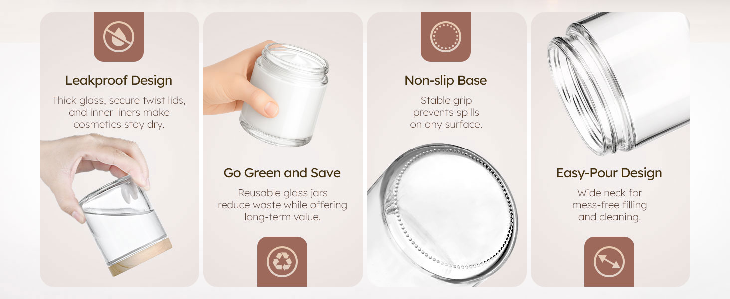 Glass Jars with Plastic Woodgrain Lids