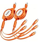 SIQIWO 3 in 1 Retractable Multi Charging Cable, [2Pack/3.3Ft/3A] Fast Charging Cord, QC 3.0 USB C...