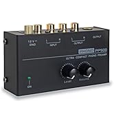 COKYIS Phono Preamp pre Amp Preamplifier with Level Volume Control RCA Input Output 1/4" TRS Outp...