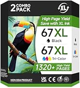 Onorigi 67XL Ink Cartridge Black and Color Combo Pack Compatible for HP Ink 67 67XL Printer Ink f...