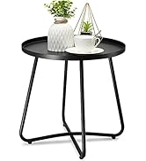 danpinera Outdoor Side Tables, Weather Resistant Steel Patio Side Table, Small Round Outdoor End ...