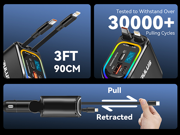  4 in 1 Retractable Charger for Car