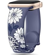Witzon Floral Silicone Band Compatible with Apple Watch Bands for Women 40mm 41mm 42mm 38mm 44mm ...