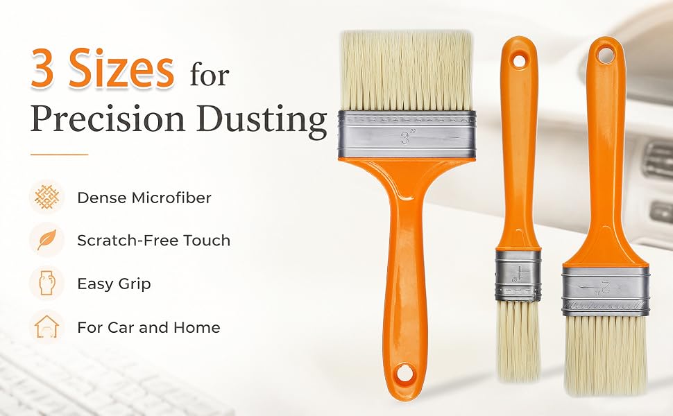 3 Pack orange Microfiber Duster Brush 1