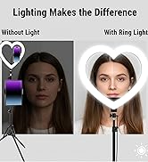 NANBEITONG 13" Heart Ring Light with 74" Tripod Stand, 47 Color Modes, Phone Holder &amp; iPad Holder...