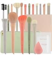 Docolor Makeup Brushes 17 Pcs with Makeup Bag and Makeup Sponge and Brush Protector Morandi Makeu...