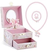 Kids Musical Jewelry Box for Girls with Drawer and Jewelry Set with Mysterious Unicorn - Over the...