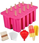 Homemade Popsicles Molds, 10 Cavity Non-BPA Silicone Ice Pop Molds Maker, Reusable Silicone Popsi...