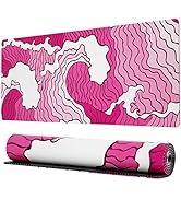 Ovenbird Minimalist Japanese Wave Extended Gaming Computer Mouse Pad, Cute Anime Mouse Pad for De...