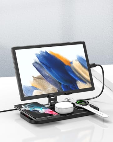 a computer monitor with a mouse and a mouse on a stand.