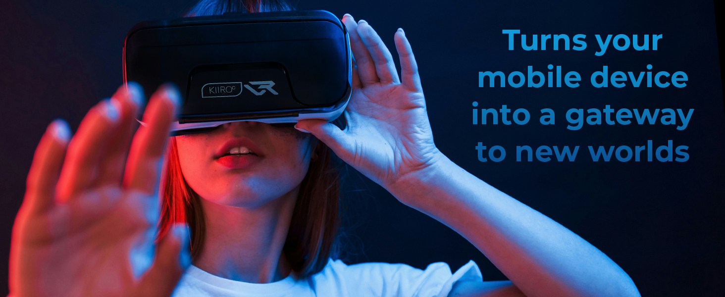 Kiiroo VR Headset, Glasses-Friendly, iPhone, Android &amp; Windows, 5.5"-7.2", Fixed Focus, 360 Video