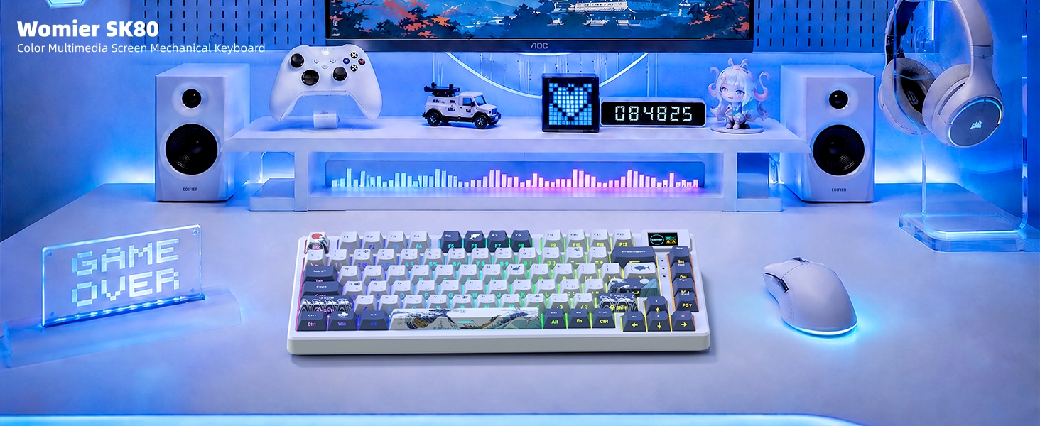 75% Keyboard with Color Multimedia Display Gaming Keyboard