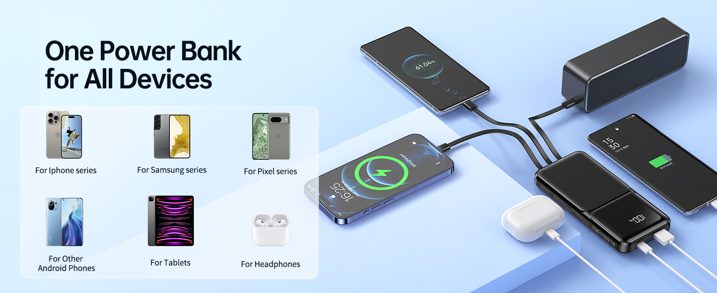 Power Bank Portable Charger with Built in Cable