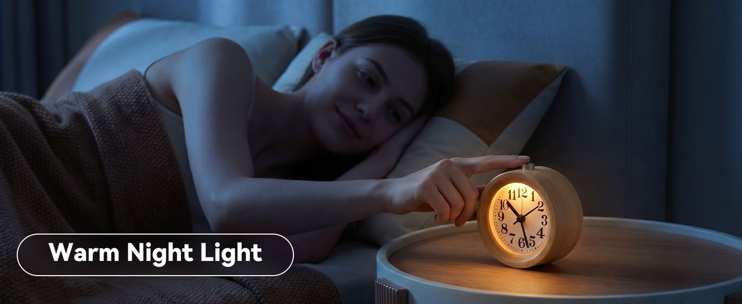 wood analog alarm clock