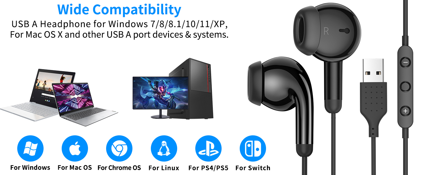Laptop Headphones for HP Dell Surface PS5 Switch