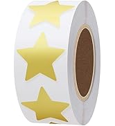 Hybsk 1 inch Gold Star Stickers Metallic Foil School Kids Reward Total 500 Labels Per Roll (Gold)