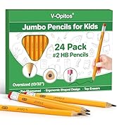 V-Opitos 24 Pack Jumbo #2 HB Pencils for Kids, Triangle Shape Pre-sharpened Wood-Cased Pencils wi...