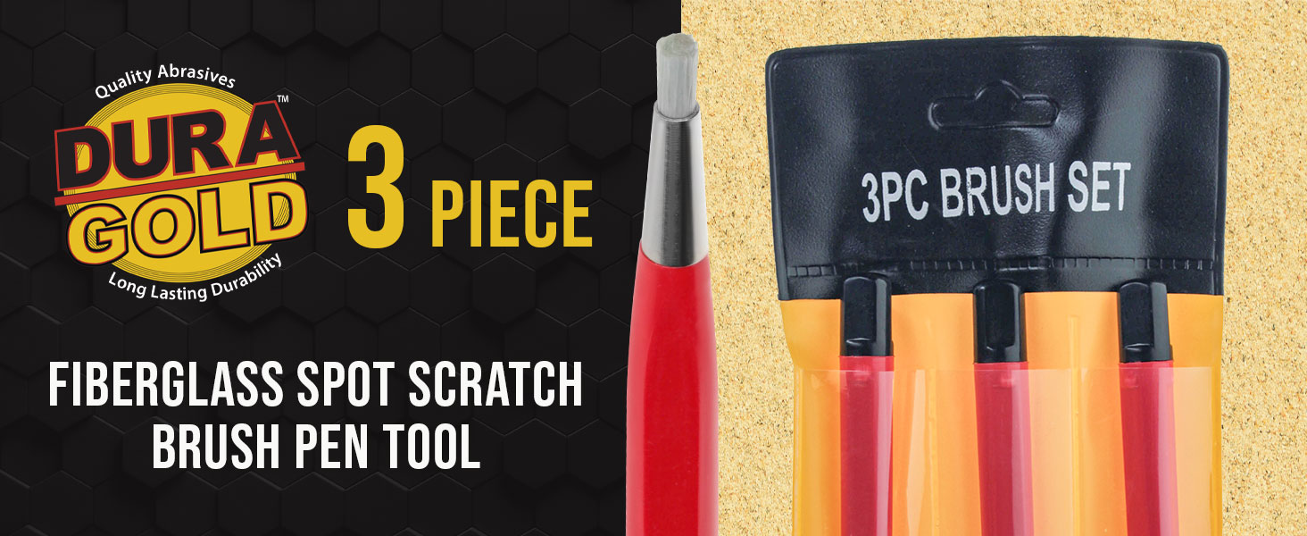 3-Pack Fiberglass Scratch Brush Pens - Clean, Sand, Remove Rust, Prep Paint Scratches, Polish Metals