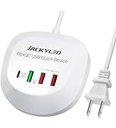 Charging Station with Quick Charge 3.0, JACKYLED 4 USB Charging Hub, Desktop USB Charger Station ...