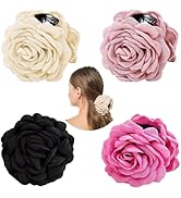 4 PCS Rose Flower Claws Clips Large Hawaiian Rose Hair Clips Floral Hair Clip Roses Hair Claw Hai...