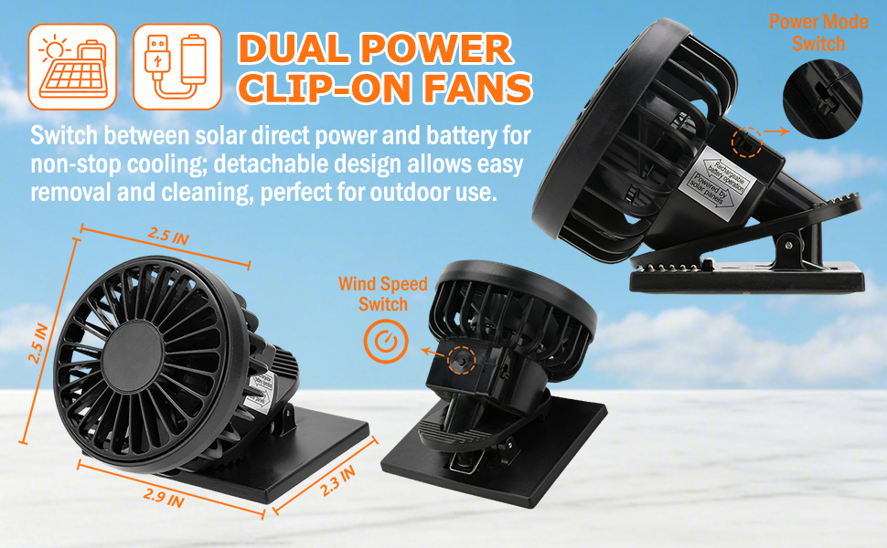 Solar Hat Clip Fan