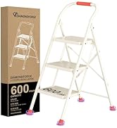 Step Ladder Foldable Folding Stool - for Home Adults Kitchen 3 Stepping Extension Tall Heavy Duty...
