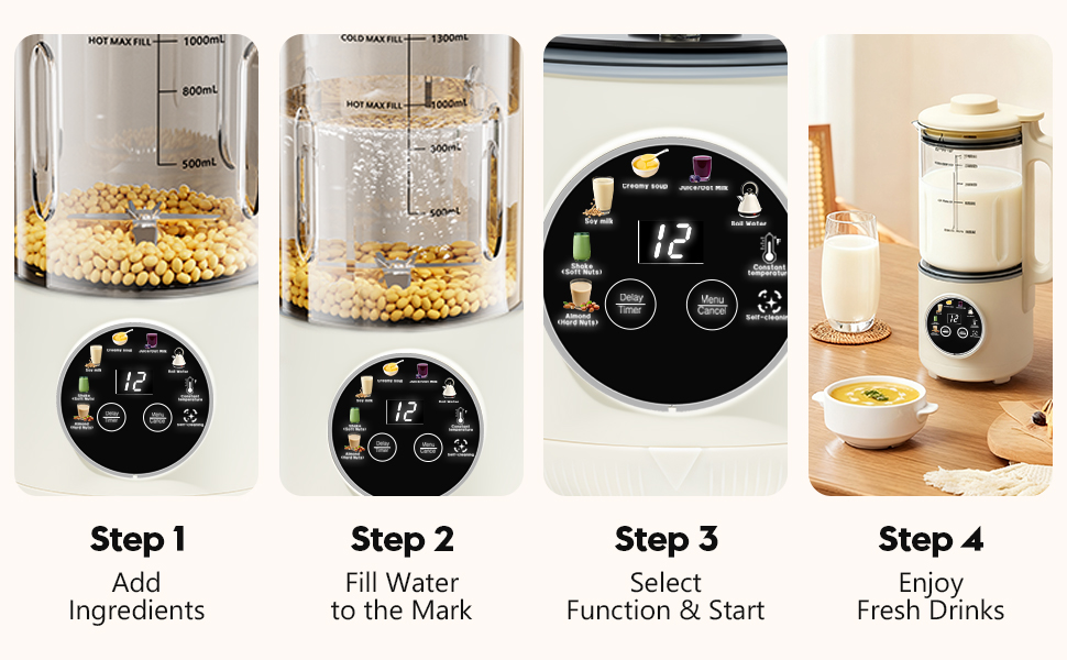 8-in-1 Nut Milk Maker Machine, 50oz Glass Soy Almond Oat Milk Maker with 20 Blades