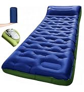 LLUAII Camping Sleeping Pad,5.9 Inch Thick Camping Mat with Built in Pillow and Foot Pump,Self In...