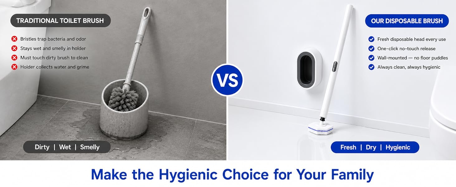 Disposable Toilet Brush Holder Set Brush Head