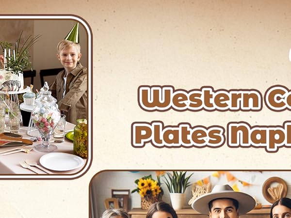 90Pcs Western Cowboy Plates Napkin Set