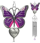 Butterfly Wind Chimes - Heart Engraved Grandma - Patio - Porch - Deck - Wind Chimes - Gift Card R...