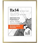 Americanflat Aluminum 11x14 Picture Frame with Shatter-Resistant Glass - Use as 8x10 Frame with M...