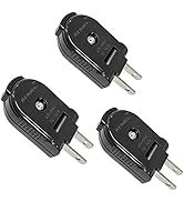 Extension Cord Replacement Male Power Plug, 2 Prong, 125V/10A, Non-Grounding, Ideal for Small App...