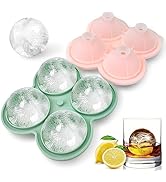 VVAYHUA Large Ice Cube Tray, 2 Pack Silicone Whiskey Ice Ball Maker with Lid, 2.4'' Large Sphere ...