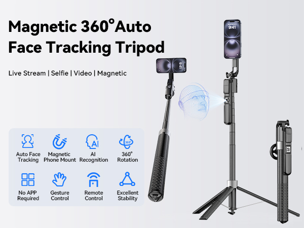 magnetic face tracking tripod for iphone