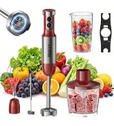 Immersion Blender Handheld 1200W, 5-in-1 Hand Blenders, 20 Speeds Hand Mixer, Stainless Steel Bla...