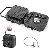 Gonex 2 Burner Propane Camping Stove with Griddle &amp; Grates, Portable Foldable Cooking Stove with ...