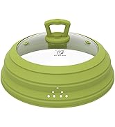 Microwave Splatter Cover Vented Glass Cover Splatter Guard Lid with Collapsible Silicone for Food...